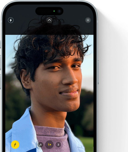 iPhone 15 se zapnutým portrétním režimem