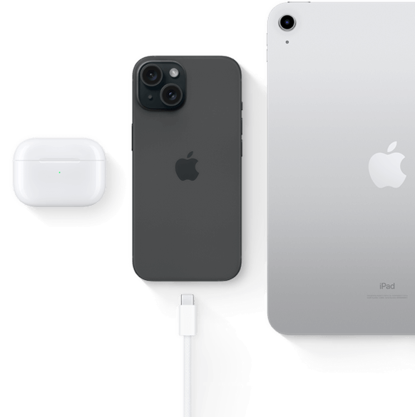 iPhone 15 s USB‑C konektorem, který se dá používat i s AirPody Pro a iPadem