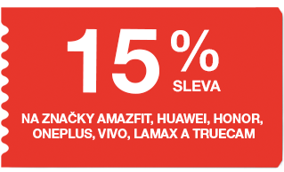 15 % sleva na značky Amazfit, Huawei, Honor, OnePlus, vivo, Lamax a Truecam