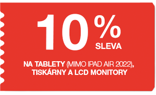 10 % sleva na tablety (mimo iPad Air 2022), tiskárny a LCD monitory