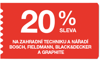 20 % sleva na zahradní techniku a nářadí Bosch, Fieldmann, Black&Decker a Graphite