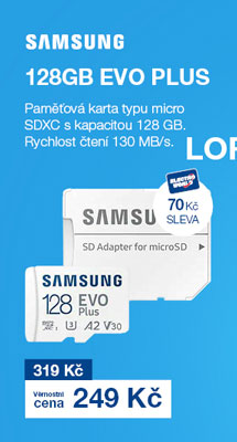 Samsung Micro SDXC 128 GB EVO Plus U3 + SD paměťová karta adaptér