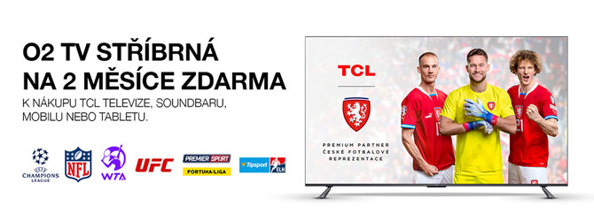 O2 TV Stříbrná na 2 měsíce zdarma k TCL TV