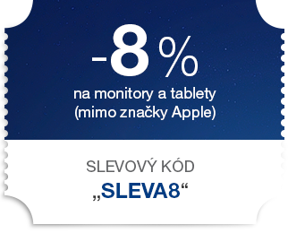 8 % sleva na monitory a tablety (mimo značky Apple)