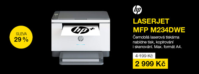 HP LaserJet MFP M234dwe tiskárna, A4, černobílý tisk, Wi-Fi, HP+, Instant Ink, (6GW99E)
