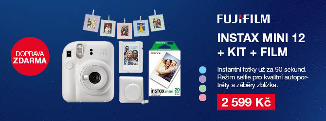 Fujifilm Instax Mini 12 modrý fotoaparát + Kit + film 2× 10 ks