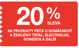 20 % sleva SDA a žehličky Tefal, Electrolux, Rowenta 
